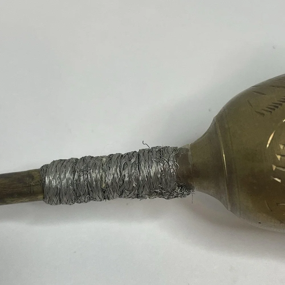 Vintage Brass Bell Etched Leaves Design Very Unusual
